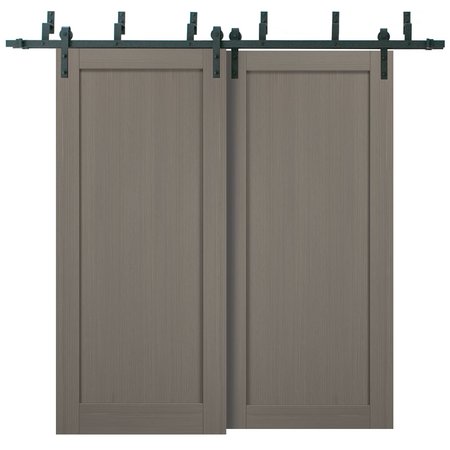 SARTODOORS Barn Bypass Interior Door, 72" x 96", Gray QUADRO4111BBB-KS-7296